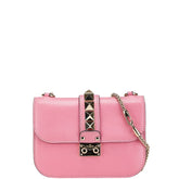 ヴァレンティノ ロックスタッズ チェーン ショルダーバッグ ピンク レザー レディース VALENTINO 【中古】